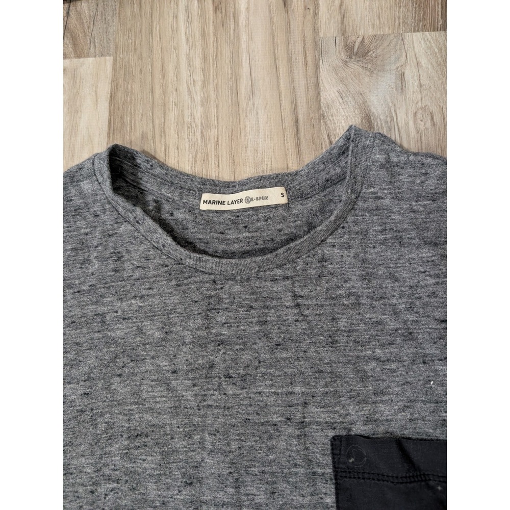 Marine Layer, Mens Small, Slub Knit Pocket Tee Shirt, Short Sleeve, Heather Gray